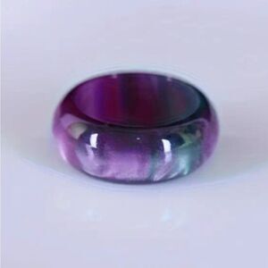 Unisex Purple and Green Resin Ring sz 8